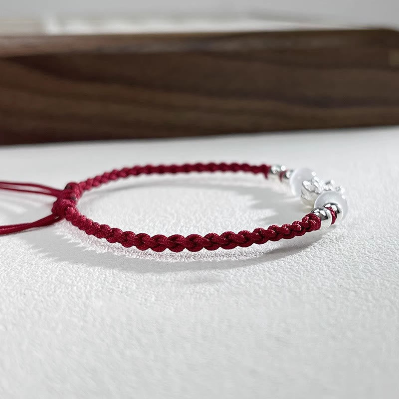 KarmaRipple's 999 Sterling Silver Lotus Design Cat's Eye Bead Protection String Bracelet p17