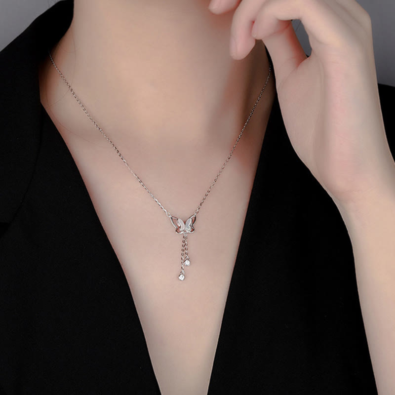 KarmaRipple's 999 Sterling Silver Tridacna Stone Butterfly Calm Pendant Necklace p5