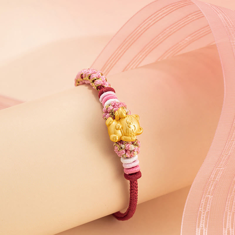 KarmaRipple's Handmade 999 Sterling Silver Fortune Cat Ingot Peach Blossom Luck?Red Rope Bracelet p4