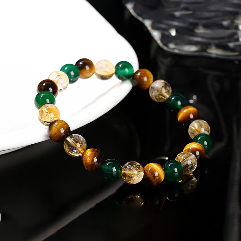 KarmaRipple's Authentic Tiger Eye Green Agate Citrine Mix And Match Beadwork Protection Bracelet p3