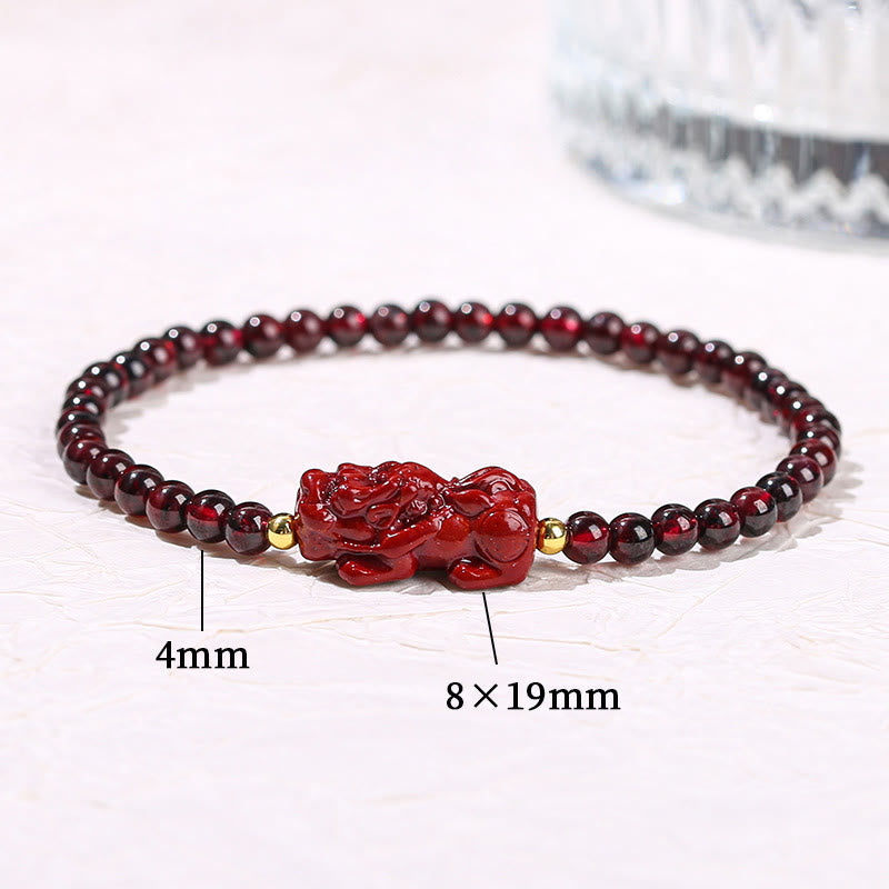 KarmaRipple's Garnet Cinnabar PiXiu Strawberry Quartz Square Bead Protection Bracelet p9