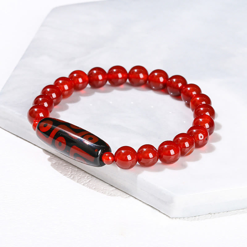 KarmaRipple's Tibetan Nine-eye Dzi Bead Authentic Sandalwood Ivory Cat's Eye Agate Power Protection Bracelet p27