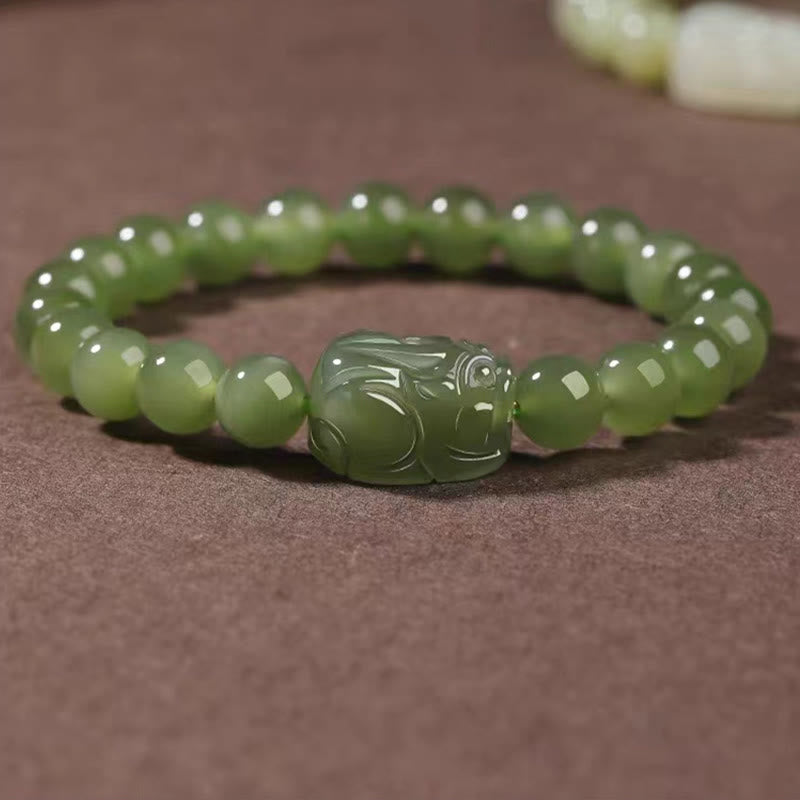 KarmaRipple's Authentic Hetian Jade PiXiu Carved Fortune Bracelet p13