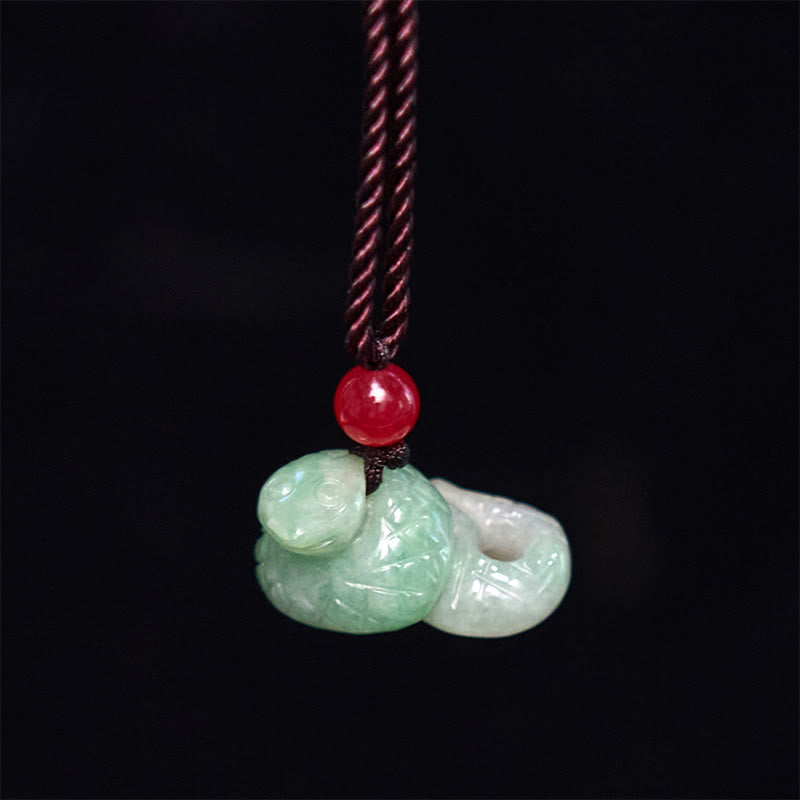 KarmaRipple's Chinese Zodiac Year of the Snake Authentic Jade Fortune Pendant Necklace p2