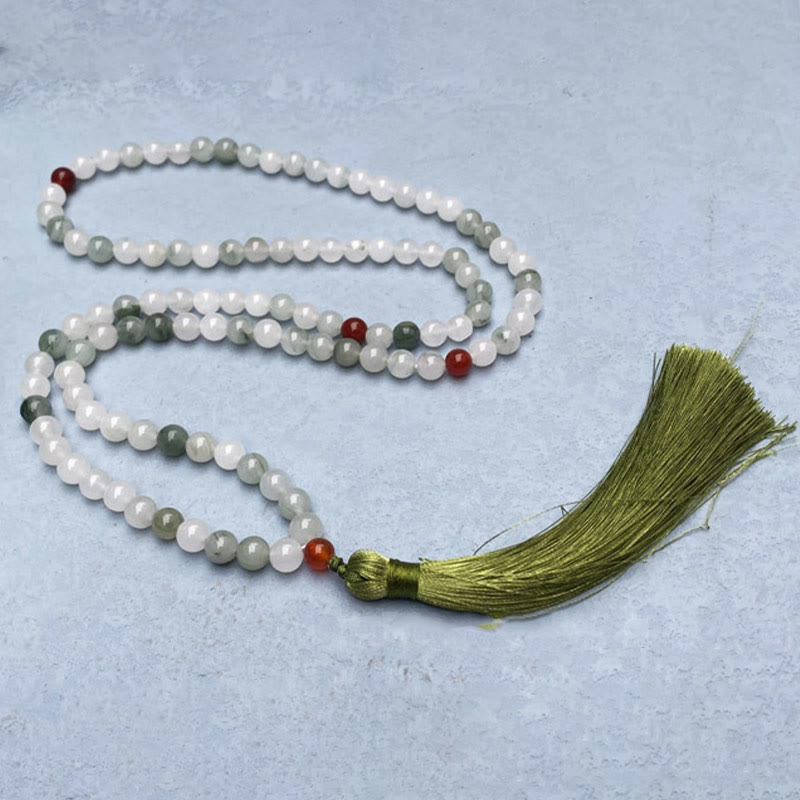 KarmaRipple's 108 Mala Beadwork Authentic Tianshan Jade Tassel Fortune Bracelet p6