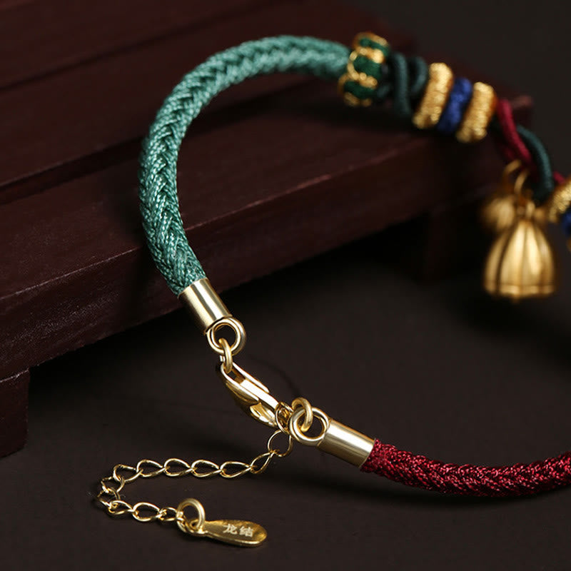 KarmaRipple's 999 Sterling Silver Lotus Pod Design Fortune Red Green String Bracelet p11