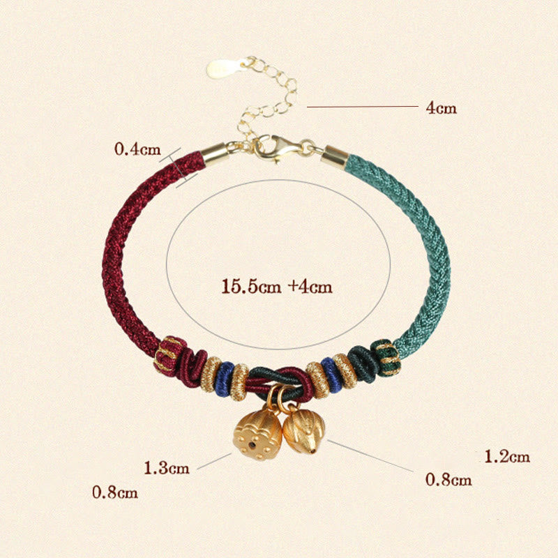 KarmaRipple's 999 Sterling Silver Lotus Pod Design Fortune Red Green String Bracelet p16