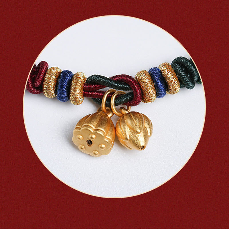 KarmaRipple's 999 Sterling Silver Lotus Pod Design Fortune Red Green String Bracelet p14