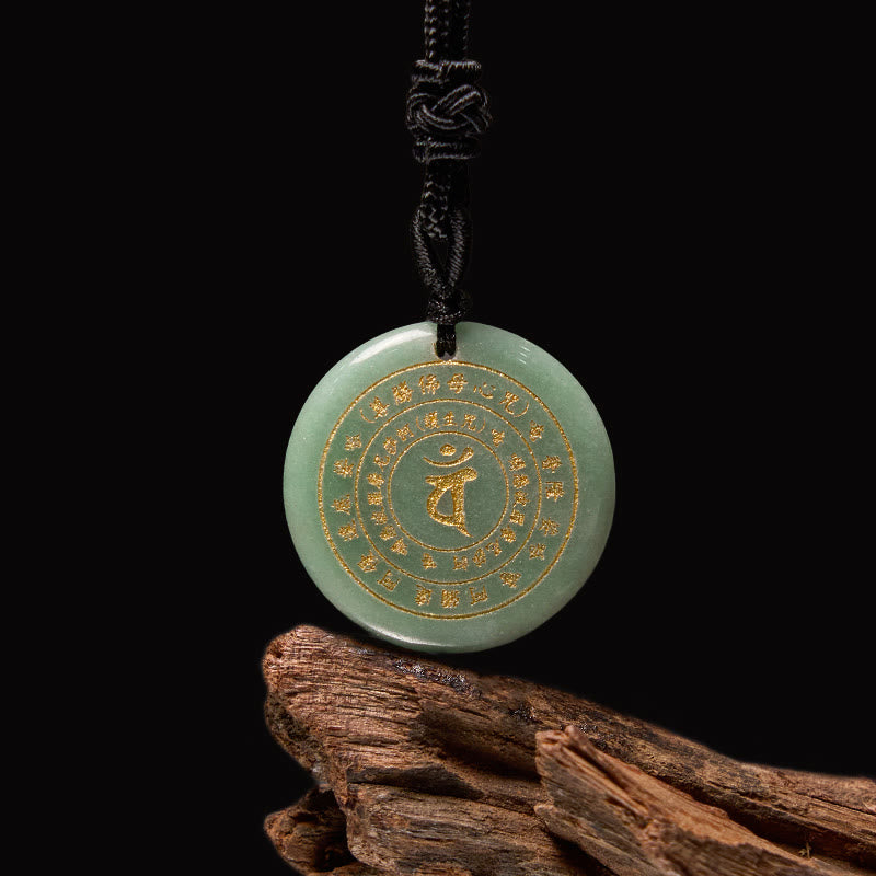 KarmaRipple's Vairocana Tathagata Sanskrit Mantra Various Gemstone Black Obsidian Green Aventurine Strength Pendant Necklace p3