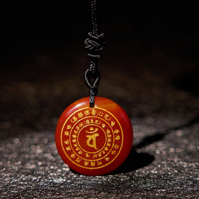 KarmaRipple's Vairocana Tathagata Sanskrit Mantra Various Gemstone Black Obsidian Green Aventurine Strength Pendant Necklace p37