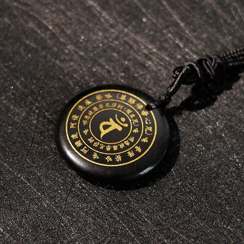 KarmaRipple's Vairocana Tathagata Sanskrit Mantra Various Gemstone Black Obsidian Green Aventurine Strength Pendant Necklace p8