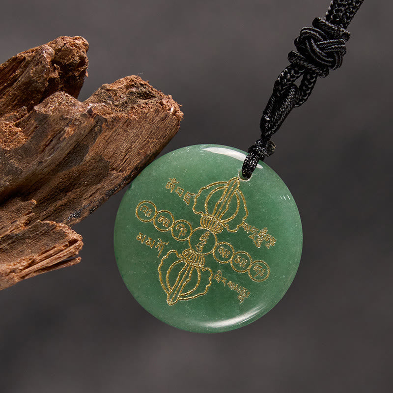 KarmaRipple's Vajra Dorje Sanskrit Pattern Authentic Various Gemstone Black Obsidian Fulfilment Pendant Necklace p18