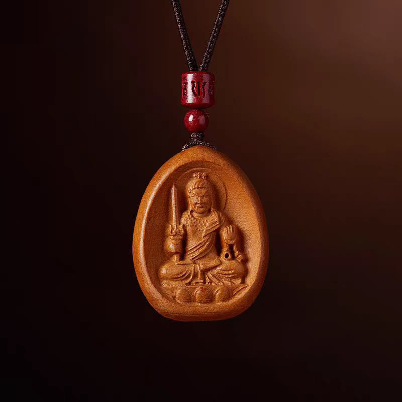 KarmaRipple's Peach Wood Cinnabar Om Mani Padme Hum Chinese Zodiac Black String Pendant Pendants p7