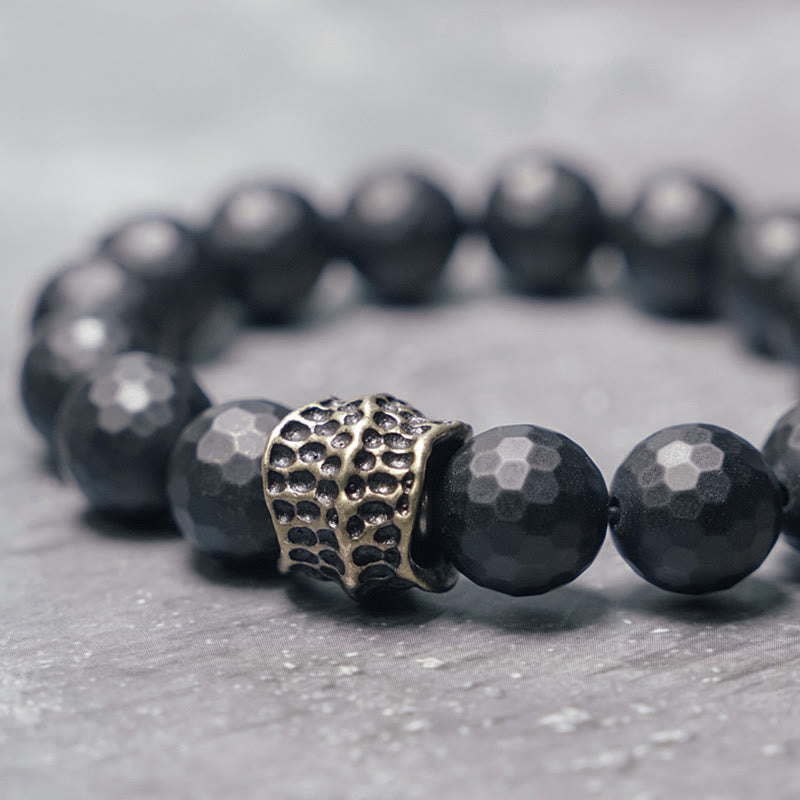 KarmaRipple's Matte Frosting Black Onyx Bronze Brass Protection Bracelet p2