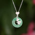 Jade 925 Sterling Silver Ginkgo Peace Buckle(Necklace Length: 40+5cm)&(Natural Jade Feature Slight Variations In Color)