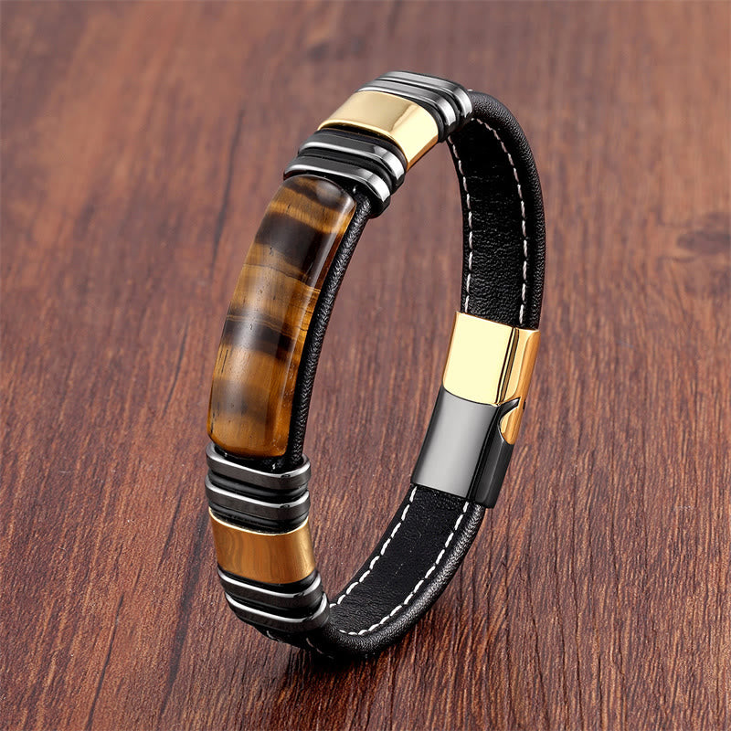 KarmaRipple's Tiger Eye Stone Clear Thinking Leather Buckle Bracelet p9