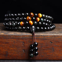 KarmaRipple's 108 Mala Beadwork Black Obsidian lce Obsidian Fulfilment Bracelet