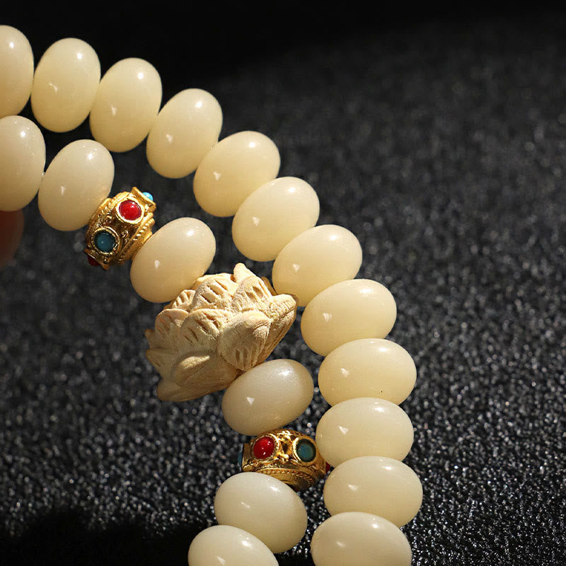 KarmaRipple's Bodhi Seed Peach Wood Lotus Wealth Double Wrap Bracelet p10