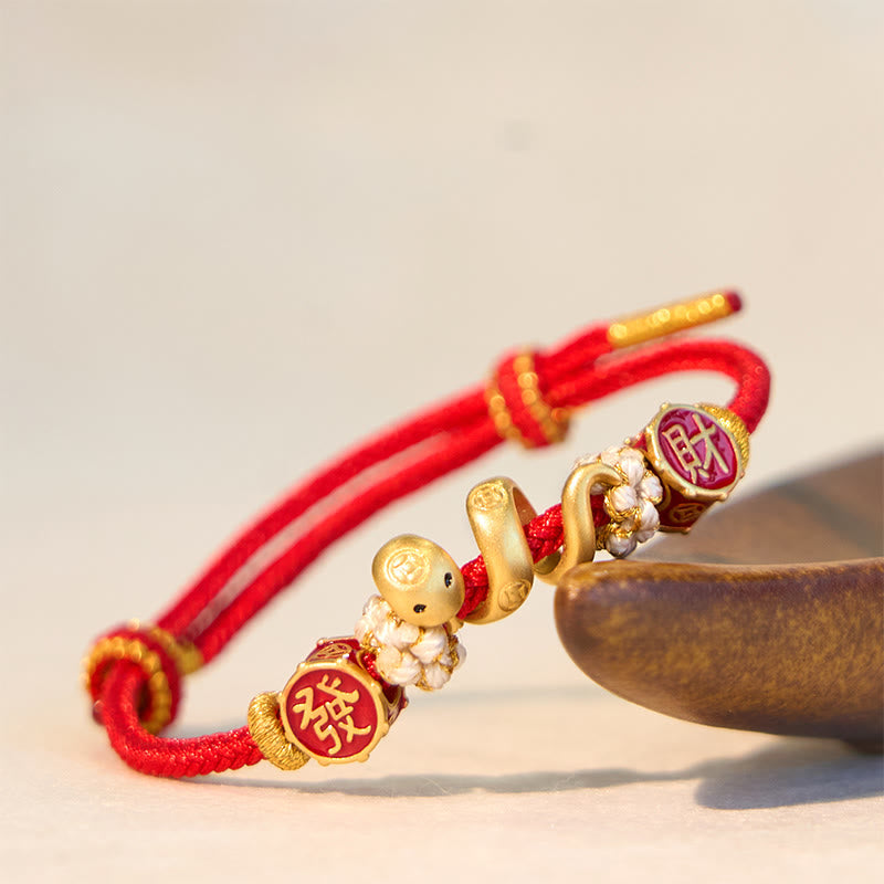 KarmaRipple's 925 Sterling Silver Year Of The Snake Golden Snake Fortune Prosperous Bracelet Pendant Necklace p1