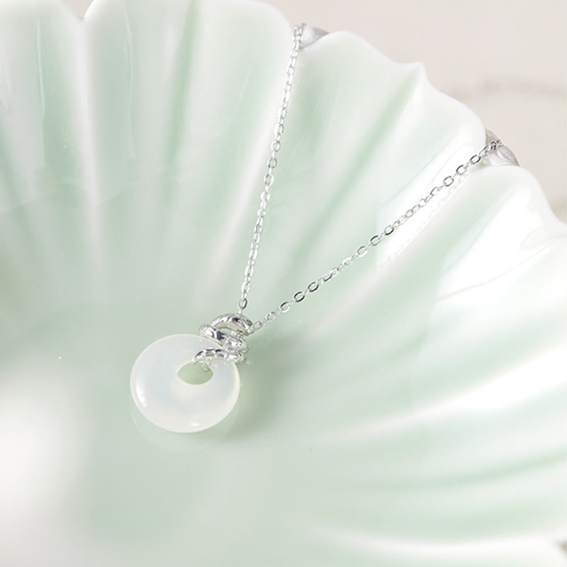 KarmaRipple's Authentic Chalcedony Peace Buckle 925 Sterling Silver Year Of The Snake Positive Pendant Necklace p3