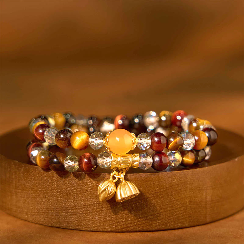 KarmaRipple's Colorful Tiger Eye Lotus Multi-circle Elastic Rope Protection Bracelet p7