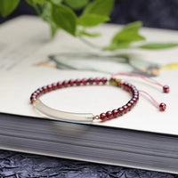 KarmaRipple's Garnet Gray Agate Calm Cuff Half Bracelet Bangle