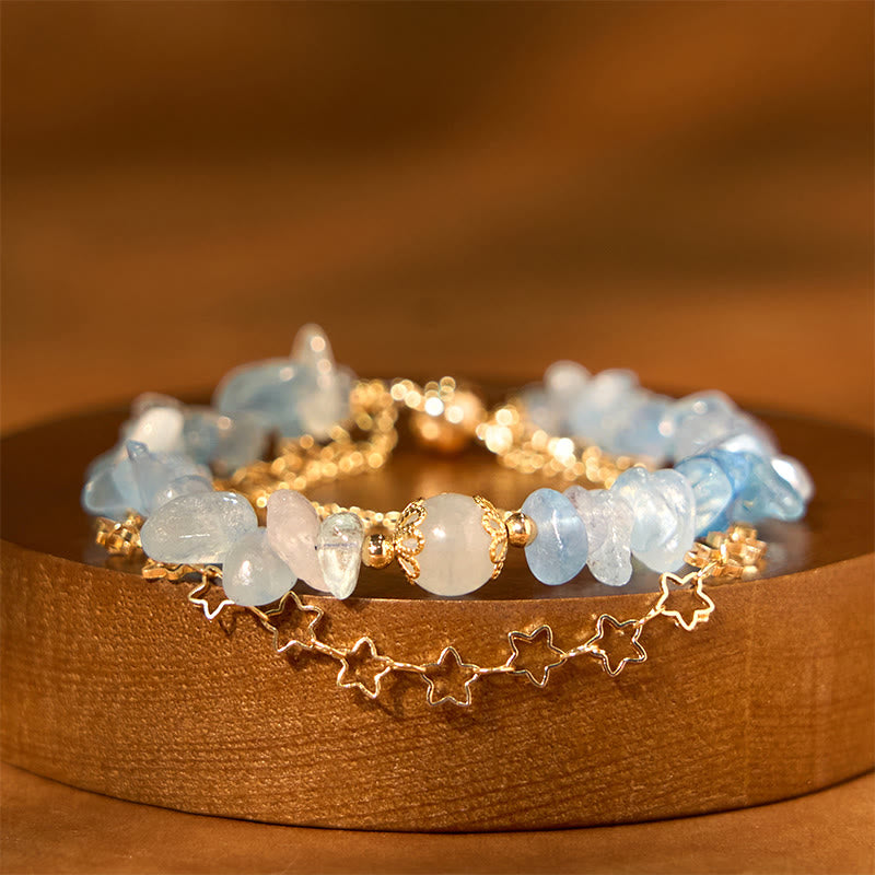 KarmaRipple's Aquamarine Gravel Design Star Balancing Magnetic Buckle Bracelet p1