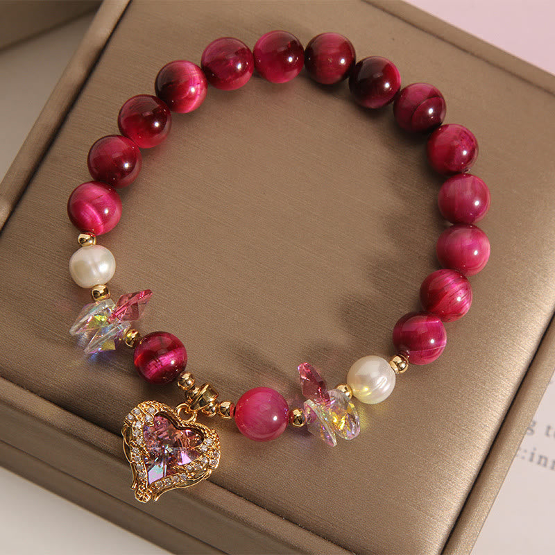 KarmaRipple's Red Tiger Eye Citrine Amethyst Heart Calm Bracelet p5