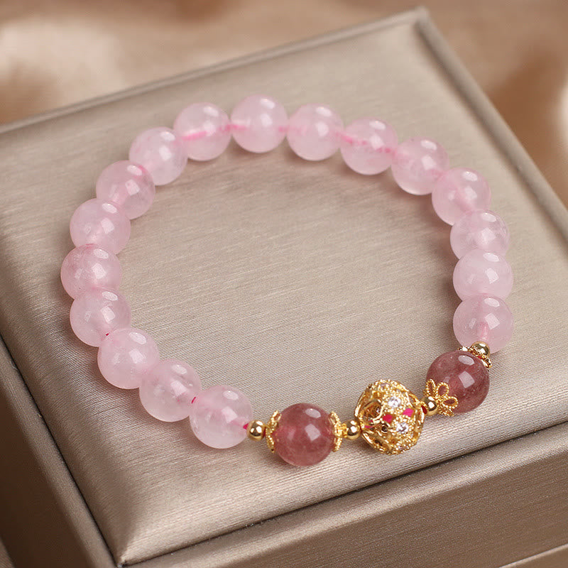 KarmaRipple's Pink Gemstone Strawberry Quartz Love Bracelet p7