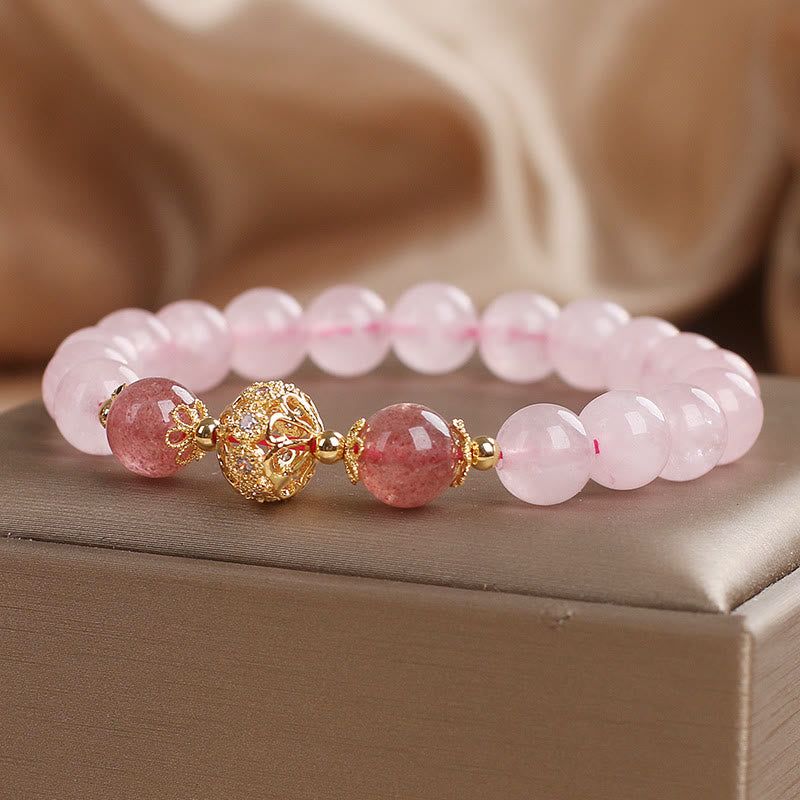 KarmaRipple's Pink Gemstone Strawberry Quartz Love Bracelet p3