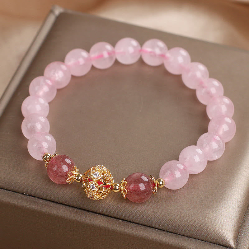 KarmaRipple's Pink Gemstone Strawberry Quartz Love Bracelet p10