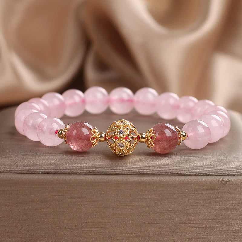 KarmaRipple's Pink Gemstone Strawberry Quartz Love Bracelet p2