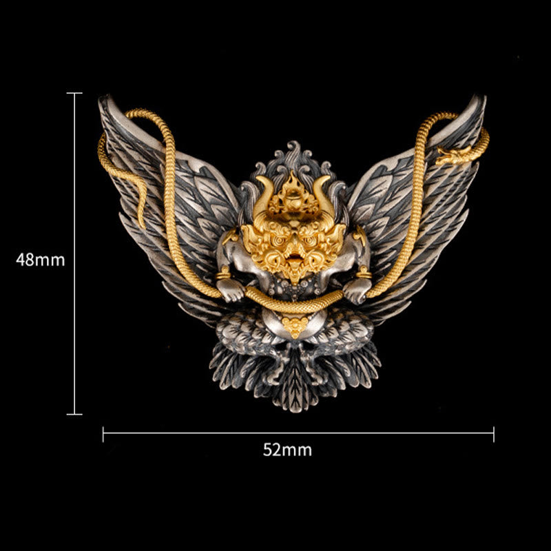 KarmaRipple's 925 Sterling Silver Tibetan Garuda Bird Dragon Snake Wisdom Pendant Necklace p11