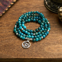KarmaRipple's 108 Mala Beadwork Apatite Bead Om The Tree Of Life Lotus Buddha Bracelet