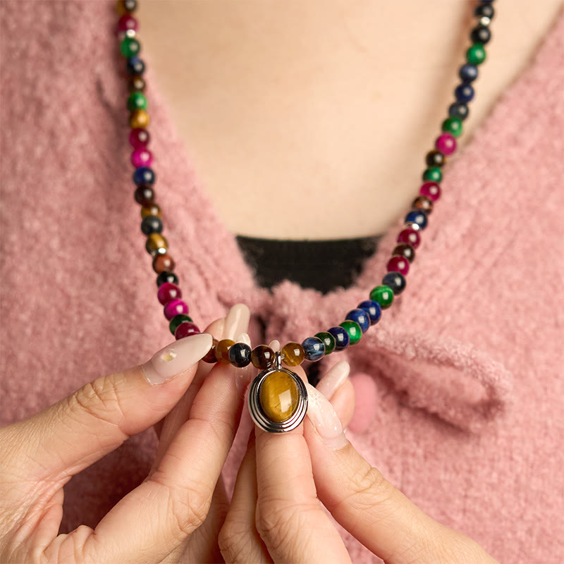 KarmaRipple's 108 Mala Beadwork Authentic Colorful Tiger Eye Stone Multi-turn Protection Bracelet p6