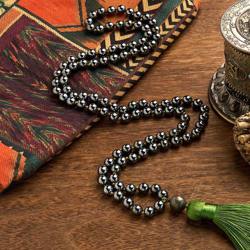 KarmaRipple's 108 Mala Beadwork Authentic Stone Hematite Tassel Powerful Bracelet p2