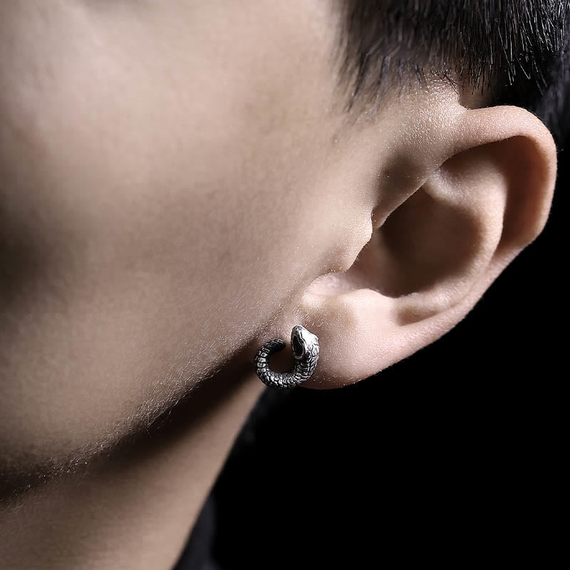 KarmaRipple's 999 Sterling Silver Snake Texture Year Of The Snake Protection Balance Earrings p5