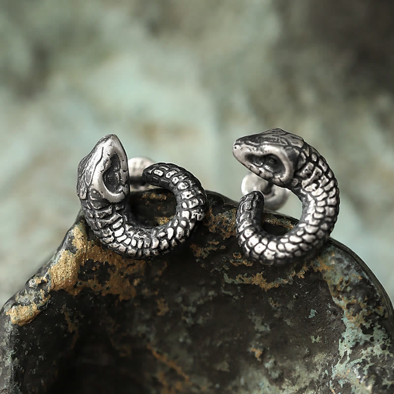 KarmaRipple's 999 Sterling Silver Snake Texture Year Of The Snake Protection Balance Earrings p17