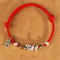KarmaRipple's 999 Sterling Silver Year of the Snake Handmade Fortunate Fortune Fu Character Bronze Coin Blessing Bracelet