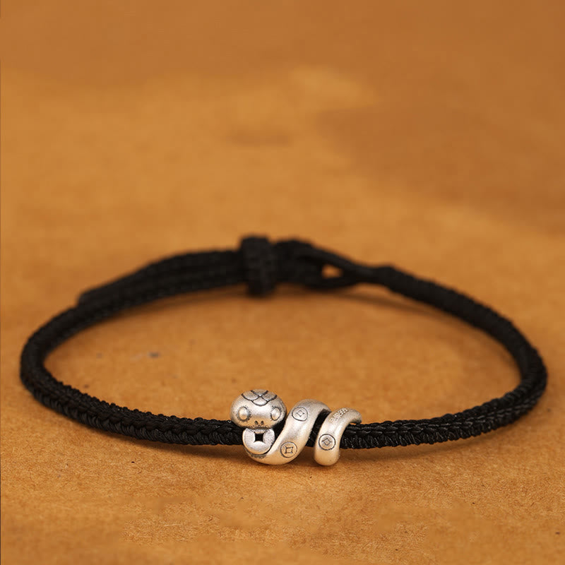 KarmaRipple's 999 Sterling Silver Year of the Snake Handmade Bronze Coin Protection Woven Bracelet p2