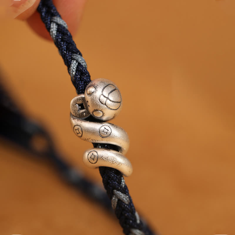 KarmaRipple's 999 Sterling Silver Year of the Snake Handmade Bronze Coin Protection Woven Bracelet p14