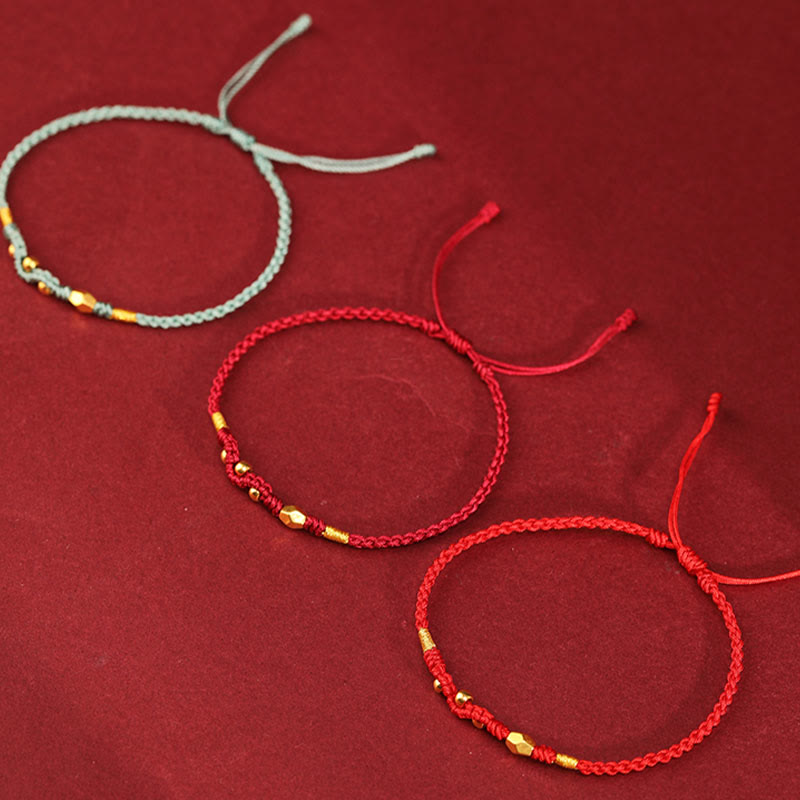 KarmaRipple's 999 Gold Year of the Snake Mini Gold Bead Handmade Fortune Protection?Braided Bracelet p20