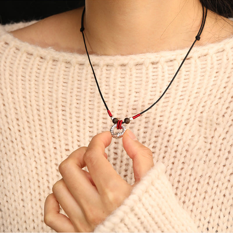 KarmaRipple's 999 Sterling Silver Year of the Snake Round Circle Agarwood Protection Pendant Necklace p7