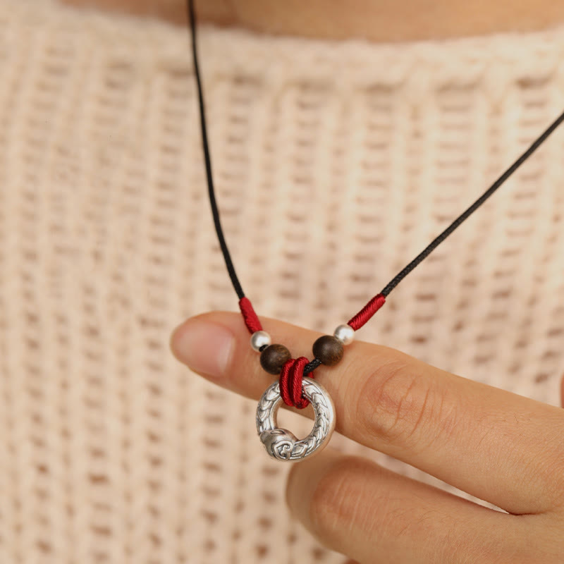 KarmaRipple's 999 Sterling Silver Year of the Snake Round Circle Agarwood Protection Pendant Necklace p4