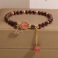 KarmaRipple's Authentic Garnet Strawberry Quartz Butterfly Protection Bracelet