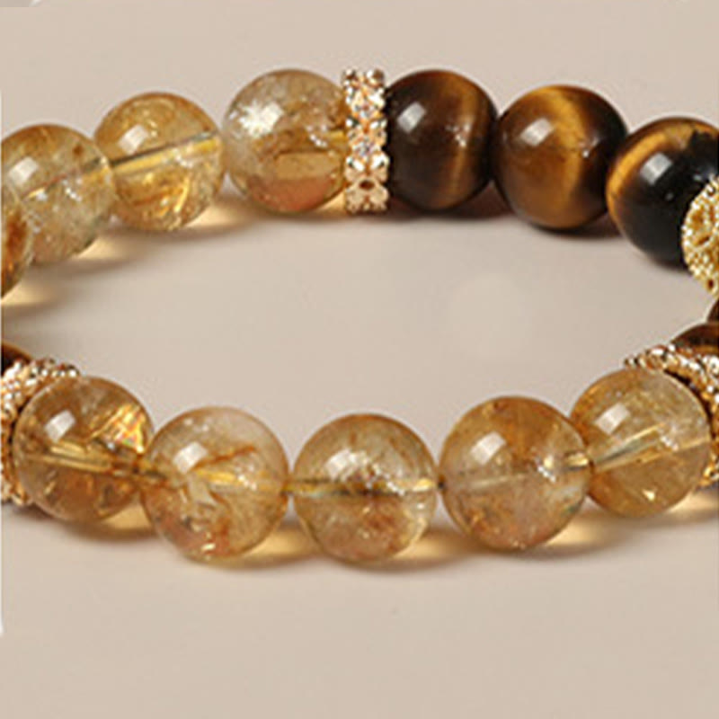 KarmaRipple's Authentic Tiger Eye Citrine Beadwork Fortune Gourd Strength Bracelet p11