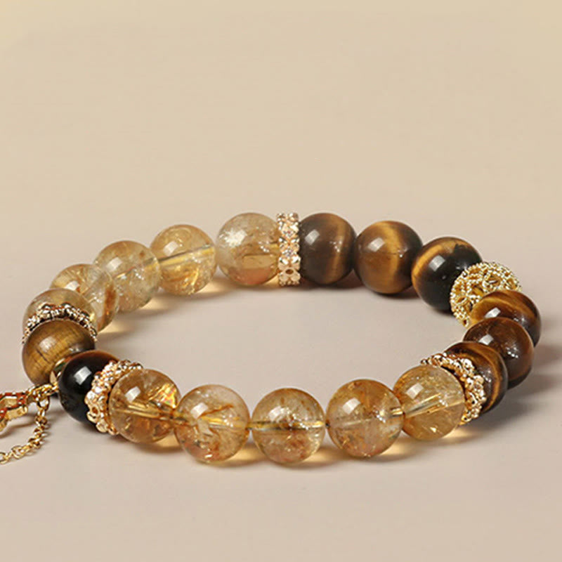 KarmaRipple's Authentic Tiger Eye Citrine Beadwork Fortune Gourd Strength Bracelet p3
