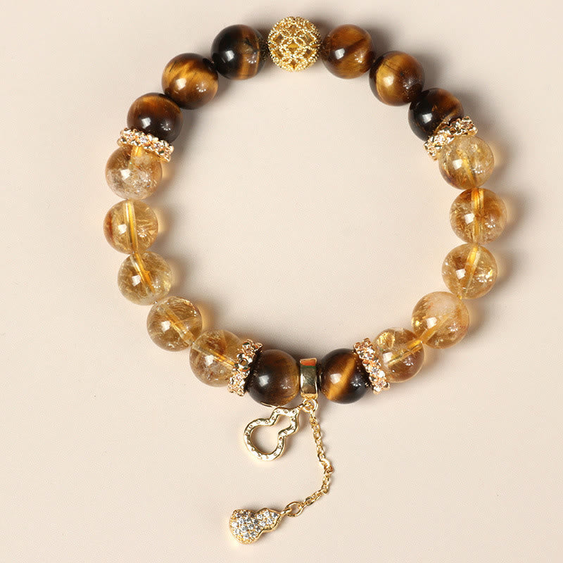 KarmaRipple's Authentic Tiger Eye Citrine Beadwork Fortune Gourd Strength Bracelet p4