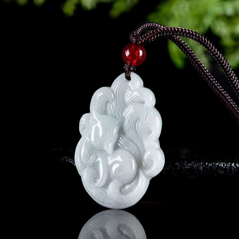KarmaRipple's Authentic Jade Nine Tailed Fox Fortune Pendant Necklace p3