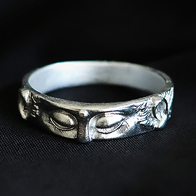 KarmaRipple's 999 Sterling Silver Buddha Eyes Protection Ring p2